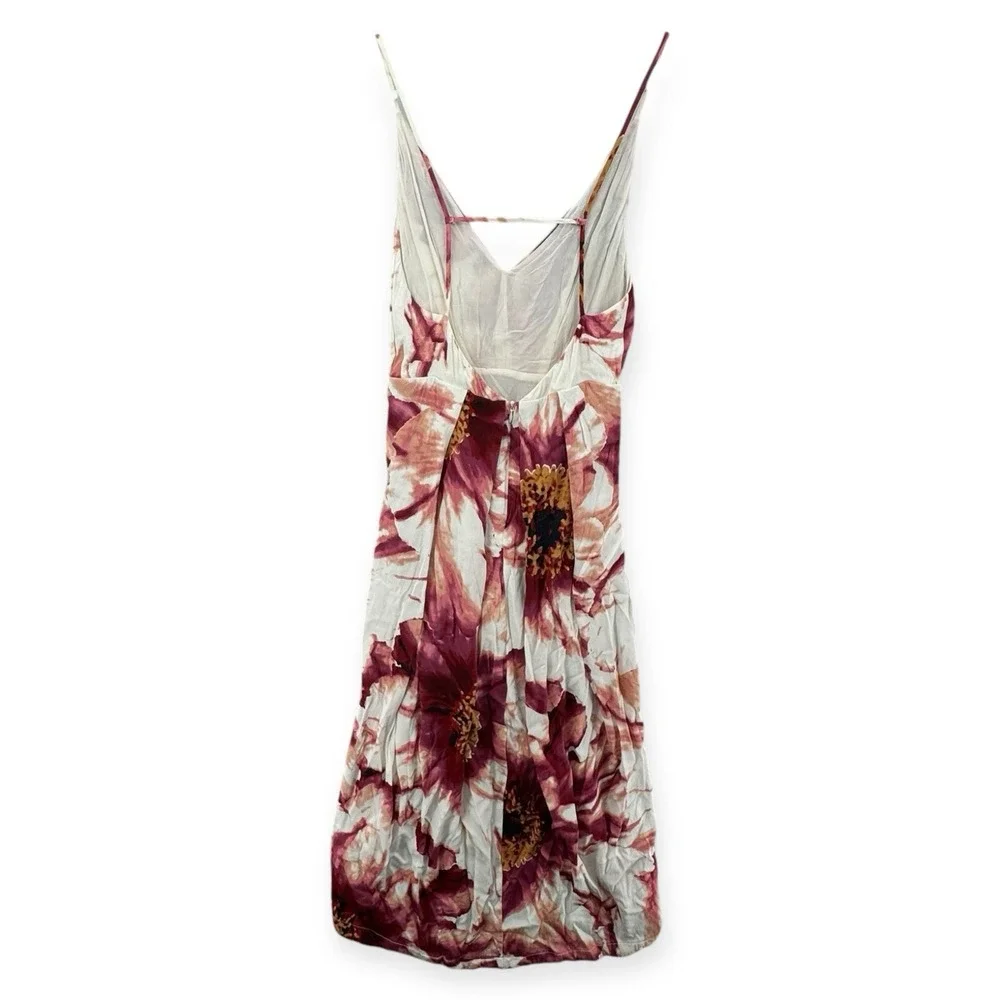 Free People Backless Dress Womens Size 0 High Low Floral Halter Front Slit Midi - Picture 2 of 10